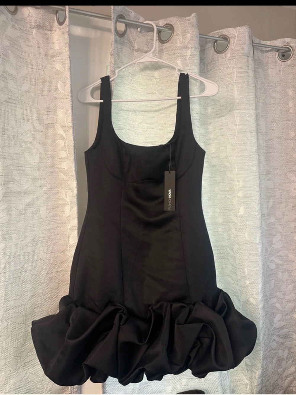 Fashion Nova Black Ruffle-Hem Mini Dress